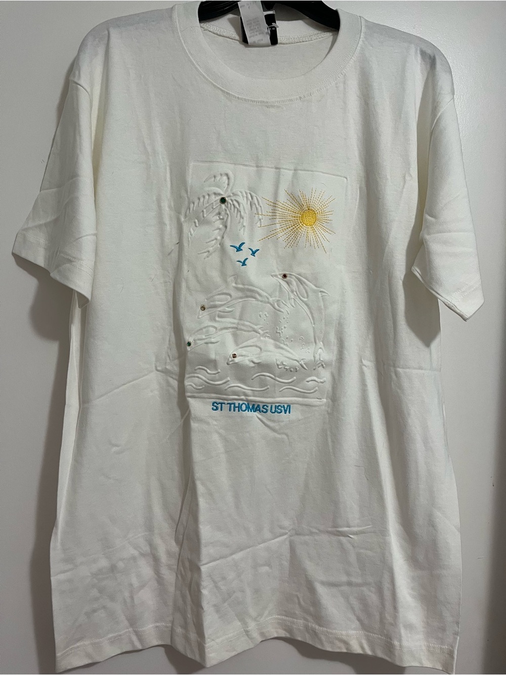 ST THOMAS USVI Embroidered White Womans Graphic T-Shirt
